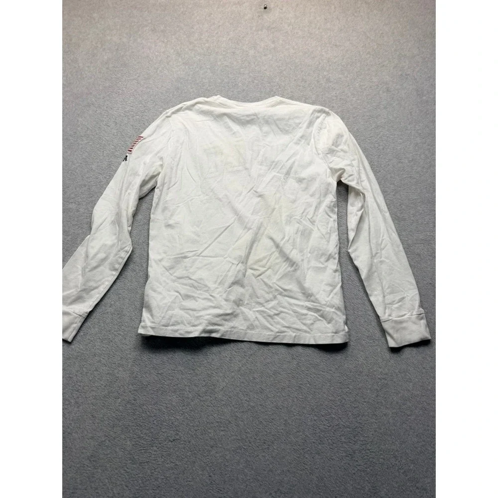 Polo Ralph Lauren Mens White Long Sleeve Arched Logo American Flag T-Shirt M